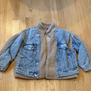 Blank NYC Kids Blue Denim Jacket with Tan Sherpa